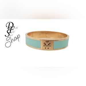 Tory Burch- Aqua- Leather Inlay Cuff with Dustbag and Giftbox